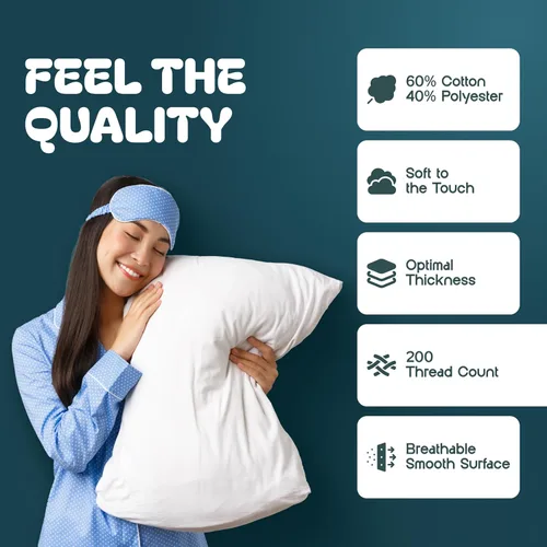 Miniatura 3 de Funda de almohada White Classic con cremallera, tamaño estándar de 50 x 70 cm, 2 unidades, Algodón, Blanco, Estándar
