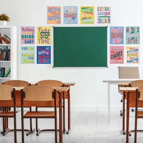 Miniatura 3 de Juego de 12 carteles motivacionales de mentalidad de crecimiento para profesores y estudiantes, decoración de dormitorio, oficina y aula