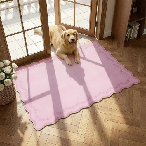 Miniatura 51 de GarveeHome Alfombra de entrada festoneada, 2 x 3, color azul sólido, lavable, alfombra floral para entrada interior, alfombra floral antideslizante