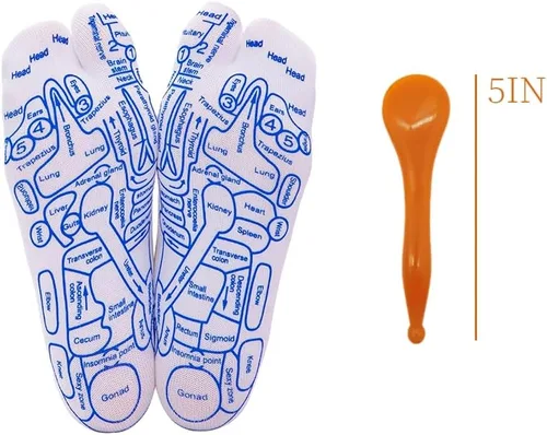 Miniatura 6 de Broman Calcetines de reflexología con pluma de acupresión con extremo Gua Sha, remedio para aliviar el dolor de pies, talla de mujer