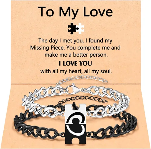 UNGENT THEM You Are My Missing Piece of The Puzzle – Pulseras para parejas, aniversario, Navidad, I Love You Sweetest Día de San Valentín, regalos