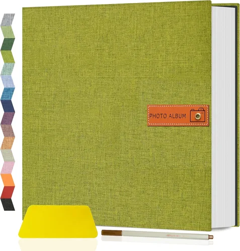 Miniatura 49 de Popotop Álbum de fotos grande autoadhesivo 4x6 5x7 8x10, álbum de recortes DIY, libro de fotos, regalos para mamá, familia, bebé y boda, con Azul