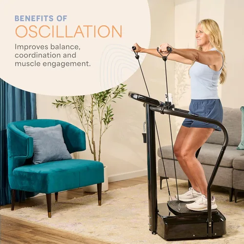 Miniatura 4 de LifePro Máquina de Ejercicio con Plataforma de Vibración Rhythm con Asas para Soporte de Equilibrio – Plataforma Vibratoria para Drenaje Linfático