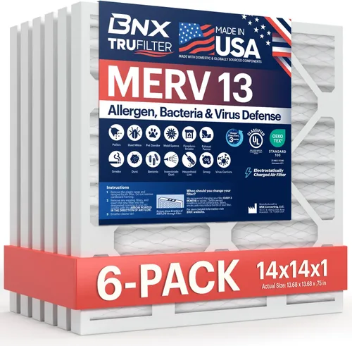 Miniatura 54 de BNX TruFilter - Filtro de aire 10 x 10 x 1 MERV 13, electrostático plisado, para aire acondicionado, HVAC y hornos, para alergias, polen, moho