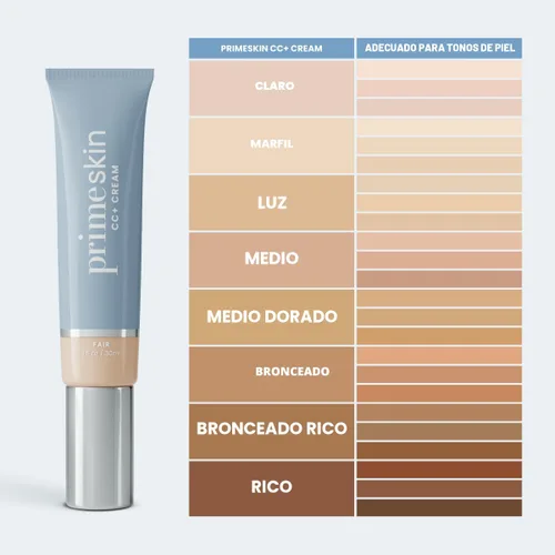 Miniatura 3 de Prime Prometics PrimeSkin CC+ Crema para mujeres maduras, base ligera de líquido a polvo, difumina los poros y cubre las manchas de la edad, sin
