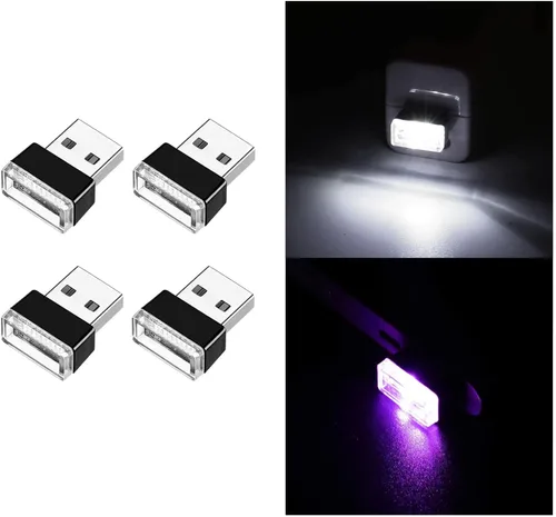 Miniatura 8 de Ziciner 6 PCS Lámpara de Ambiente Interior de Coche LED USB, Mini Luz Nocturna LED Portátil, Kit de Iluminación Ambiental de Maletero con Interfaz