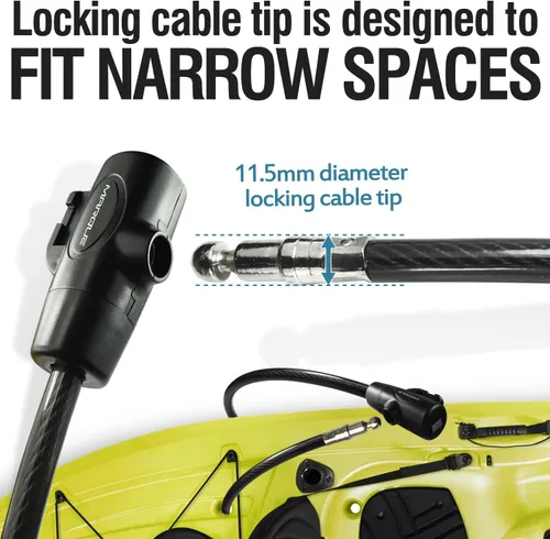 Miniatura 2 de MARQUE Candado de bicicleta con llave – 3/8" (4 pies, 7 pies, 15 pies, 25 pies) cerraduras de cable recto con llaves, cable de seguridad antirrobo