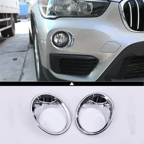 Miniatura 3 de YIWANG ABS cromo delantero antiniebla cubierta de la lámpara Trim 2 unids para BMW X1 F48 2016 2017 2018 2019 Auto Accesorios (negro brillante)
