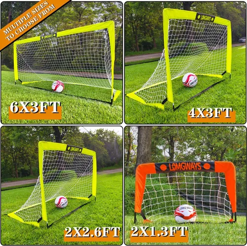 Miniatura 7 de LOMGWAYS Soccer Goal – Foldable Frame Net for Kids + Youth – Indoor + Outdoor Soccer Goal with Carry Bag – Easy Set up – Multiple Sizes for Practice