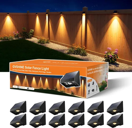 Miniatura 9 de Paquete de 16 luces solares para valla de montaje en pared para exteriores, decorativas, impermeables, para terraza, escaleras exteriores, jaula