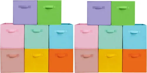 Miniatura 10 de Contenedores de almacenamiento de tela de 11 pulgadas, cubos de almacenamiento plegables, organizador de cubos resistentes para el hogar, oficina