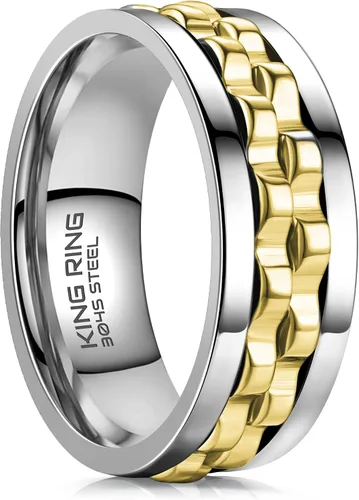 Miniatura 10 de King Ring Anillos giratorios de engranajes de 0.315 pulgadas – Anillos para ansiedad ultra pulidos para hombres y mujeres – Diseñado en Estados