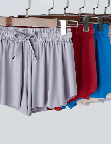 Miniatura 2 de Paquete de 3 pantalones cortos fluidos para niñas con forro de elastano, 2 en 1, faldas de mariposa para jóvenes, para fitness, correr, deportes