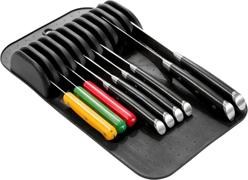 Miniatura 9 de madesmart Tapete grande para cuchillos, organizador de cuchillos de agarre suave para 11 cuchillos, inserto de cajón antideslizante que protege