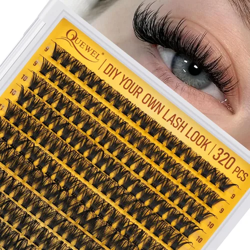 Miniatura 36 de QUEWEL 580 racimos de pestañas 30D+40D+50D+60D+80D+100D racimos de pestañas wispy de 10-18mm, pestañas individuales en racimo reutilizables