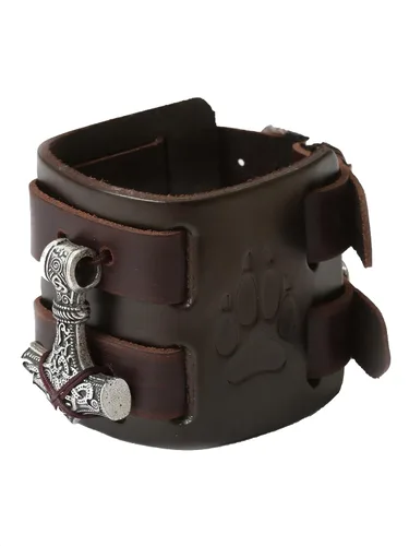 Miniatura 2 de HAQUIL Viking Bracelet for Men Viking Mjolnir Pendant Nordic Wide Leather Wristband Viking Jewelry Men