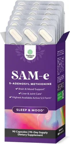 Miniatura 10 de Sam-E - Suplemento de apoyo al estado de ánimo de 200 mg - S-adenosil metionina Sam-E Suplemento para relajación natural para estimular el estado