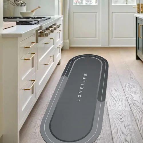 Miniatura 10 de Tapetes de baño de goma de secado rápido, antideslizantes, súper absorbentes, de secado instantáneo, alfombra de baño frente al fregadero de la Beige