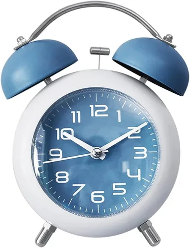 TXY Reloj despertador, reloj analógico de mesa de escritorio de metal de 4 pulgadas, silencioso con luz nocturna para dormitorio, hogar, oficina,