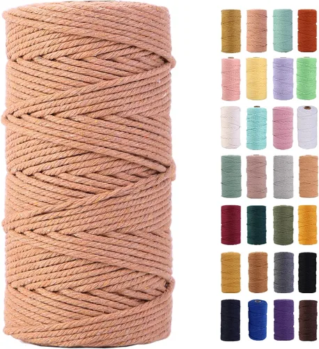 Miniatura 17 de Cordón de macramé gris rosado de 0.118 in x 109 yardas, cuerda de algodón colorido de algodón suave para colgar en la pared, colgar plantas