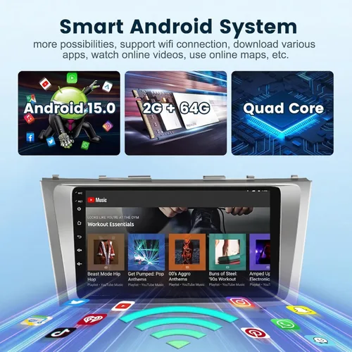 Miniatura 5 de Radio de coche 5GHz-WiFi 2G+64G para Toyota Camry 2006 2007 2008 2009 2010 2011 con CarPlay Android Auto, 9 pulgadas pantalla táctil Android 15