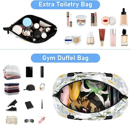 Miniatura 4 de Flradish Forget-me-not Flower Sports Gym Bag,Travel Duffel bag with Wet Pocket & Shoes Compartment Lightweight Waterproof Overnight Bag for Men Women