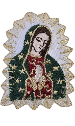 Miniatura 6 de Parche bordado para bautizo con la Virgen María Nuestra Señora de Guadalupe para planchar (plata, sin palabra, 2.5 x 1.75 pulgadas)