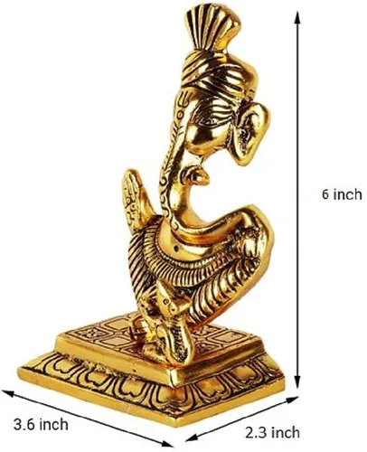Miniatura 3 de Lord Ganesha. Figura decorativa con rata para el mandir del templo del hogar. Estatua de Ganesh Chaturthi. Dios hindú Indian Pooja. Artículo