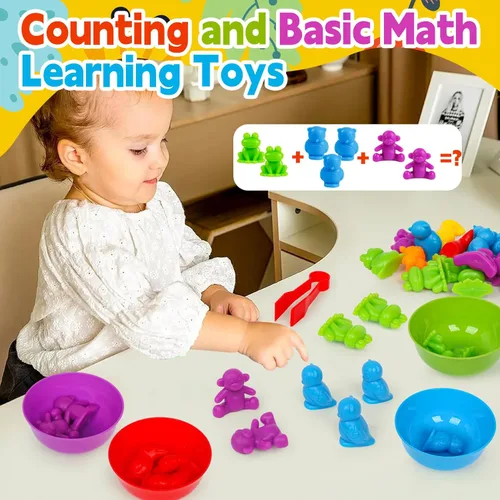 Miniatura 2 de Juguetes de clasificación de colores para niños pequeños, juegos de animales de contar y emparejar Montessori, actividades de aprendizaje