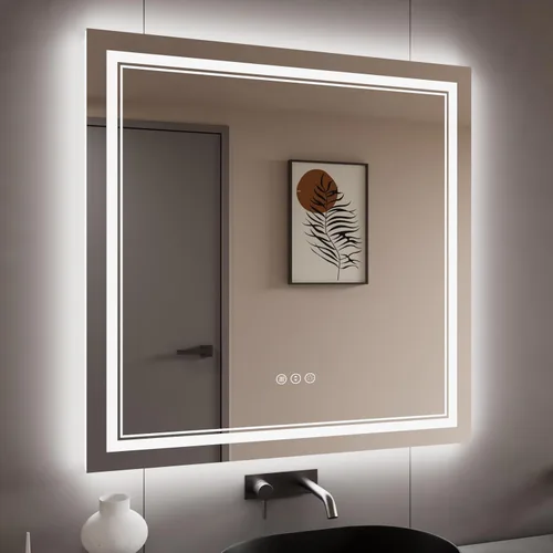 Miniatura 81 de Espejo de baño LED de 72 x 36 pulgadas, retroiluminado y frontal iluminado, espejo de tocador grande iluminado con luces, antiniebla, regulable