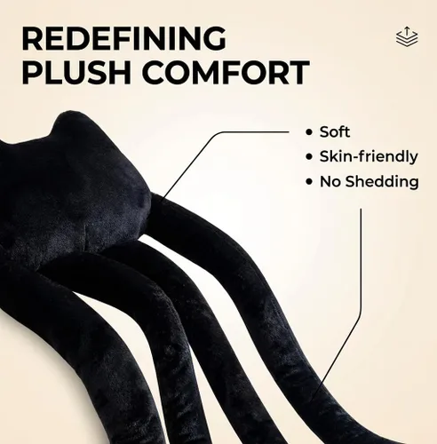 Miniatura 7 de vitegaw Almohada larga de felpa con diseño de gato negro de 39 pulgadas, lindos animales de peluche Kawaii suaves, juguetes de peluche grandes