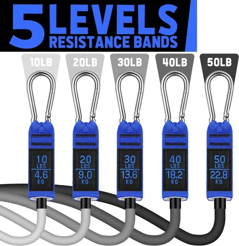Miniatura 2 de WALITO - Juego de bandas de resistencia con asas, anclaje de puerta, correas de tobillo para piernas, para entrenamiento de resistencia pesada, Azul