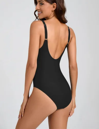 Miniatura 2 de Danga bay Trajes de baño deportivos para mujer, negro, de una pieza, para adolescentes, espalda baja, modesto, resistente al cloro, ajustable