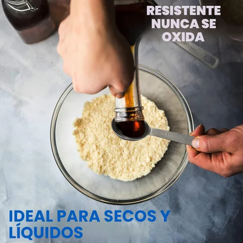 Miniatura 6 de Cucharas medidoras, juego de tazas de cucharas medidoras de acero inoxidable de alta calidad, cucharada pequeña con medidas métricas