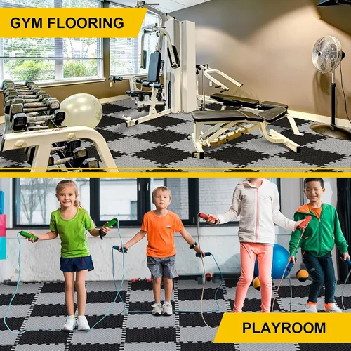 Miniatura 7 de Ecally 100 piezas 12 x 12 alfombrillas de espuma para gimnasio, cubiertas de piso para gimnasio en casa, 96 pies cuadrados, alfombras cuadradas