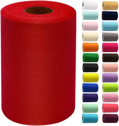 Miniatura 8 de Rollos de tela de tul de 6 pulgadas por 100 yardas (300 pies) Carrete de cinta de tul para manualidades, tutú, arco para la cabeza, decoración