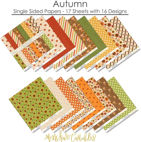 Miniatura 2 de Miss Kate Cuttables Paquete de papel de patrón – Otoño – Scrapbook Premium Papel especial de una cara 12 x 12 pulgadas Colección Incluye 16 hojas