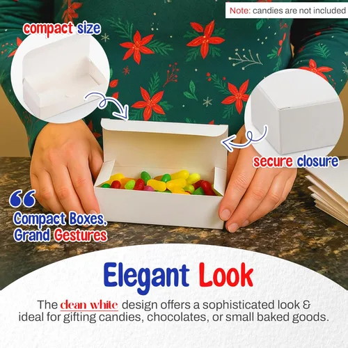 Miniatura 3 de MT Products Caja de regalo de dulces y chocolate, 20 piezas, caja de dulce de azúcar blanca extra pequeña, tamaño de 5 x 2 1/4 x 1 1/4