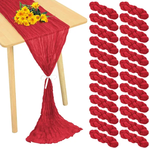 Miniatura 14 de Paquete de 24 caminos de mesa de estopilla de 20 x 120 pulgadas, camino de mesa de tela de queso a granel, romántico, bohemio, tela de gasa Beige