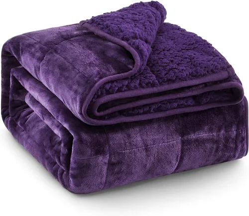 Miniatura 22 de Manta con Peso de Vellón Sherpa para Adultos Excelente para Dormir, 15 libras de Doble Cara Suave y Difusa Mantas Pesadas para Sofá Cama Sofá