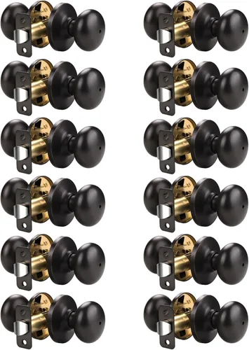 Miniatura 46 de KNOBWELL Paquete de 8 pomos de puerta de privacidad para baño y dormitorio, pomo de puerta negro mate con cerradura, cerradura de manija de puerta