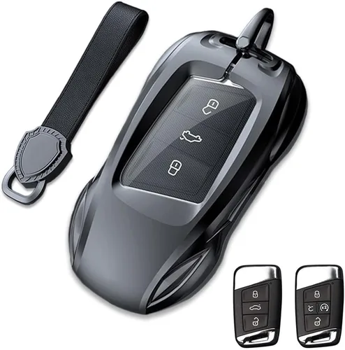 Miniatura 10 de Funda de metal de aleación de zinc para llavero de automóvil, compatible con Volkswagen, VW, Atlas, Golf, Alltrack, Jetta, Passat, Arteon, Tiguan
