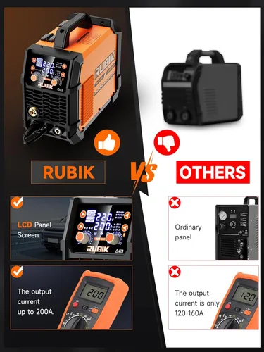 Miniatura 3 de Soldador MIG RUBIK, soldador de núcleo de flujo de 200 amperios 5 en 1, soldador MIG a gas/sin gas con núcleo de flujo MIG/Stick/Lift TIG/soldadura