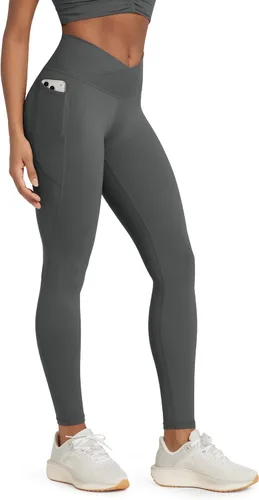 Miniatura 13 de ODODOS Leggings Suaves como Mantequilla de Cintura Cruzada con Bolsillos para Mujeres, ODCLOUD Pantalones de Yoga Lounge Cruzados de 25" / 28
