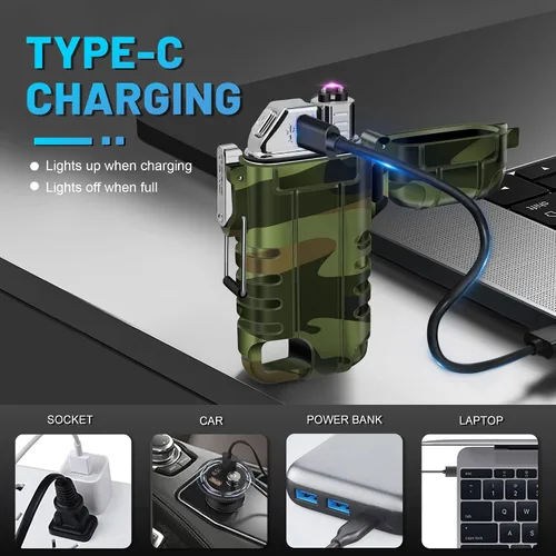 Miniatura 2 de Lafagiet Encendedor recargable USB C, cuello flexible de 360°, a prueba de viento y agua, encendedores de arco eléctrico para velas, camping F37-cam