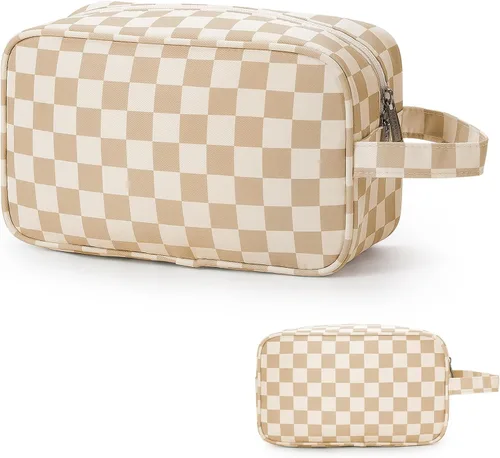 Miniatura 22 de Bolsa de aseo grande de tamaño completo, bolsa de cosméticos, bolsa de maquillaje de viaje, organizador para mujeres, hoja verde Z, M