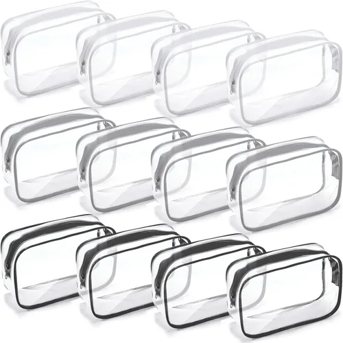Miniatura 30 de Weewooday 12 piezas bolsas transparentes para maquillaje, bolsas de almacenamiento de cosméticos, estuches de PVC con cremallera, bolsas de viaje