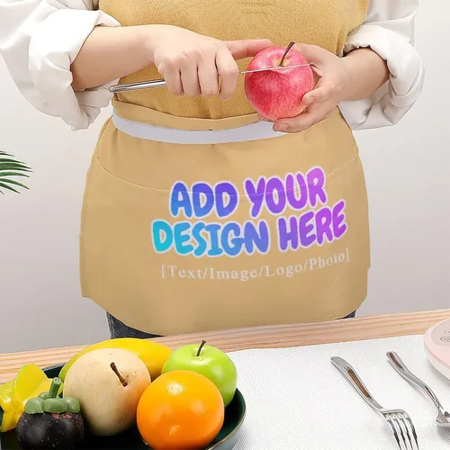Miniatura 181 de AXKEUDO Delantal personalizado con bolsillos, delantales de cintura para camarera para cocinar en casa, restaurante, servir trabajo