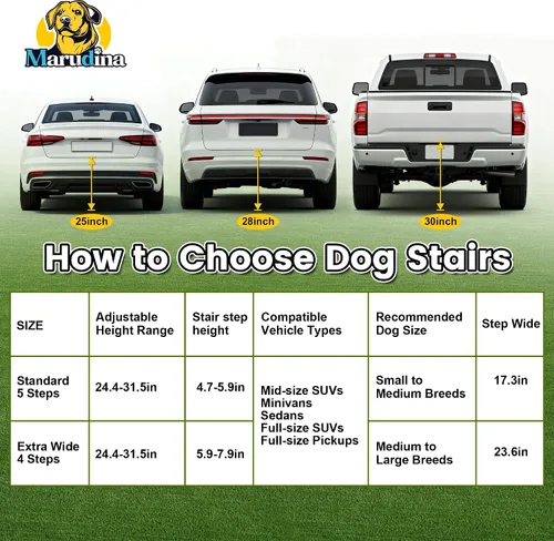 Miniatura 5 de Rampa para perros, rampas de 5 escalones para perros grandes con superficie antideslizante, escalones portátiles de aluminio para perros que