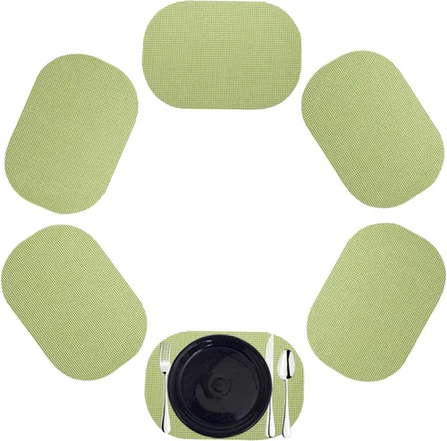 Miniatura 7 de Kraftware Mantel individual ovalado de red para cualquier mesa de exterior, negro, juego de 6, pequeño